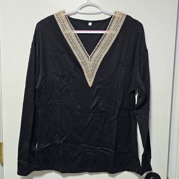Agseem Tops - Agseem Black Long Sleeve Light Top with Lace - Brand New with Tags Small
